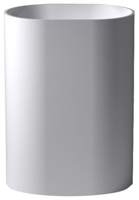 ADM Oval Freestanding Pedestal Sink, White, 24", Glossy White