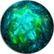 Fractal Smoke Texture Green, Abstract Digital Disc Metal Artwork, 11"