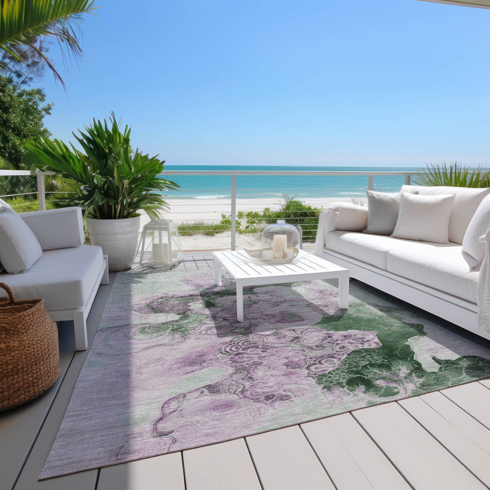Machine Washable Indoor/Outdoor Chantille ACN1860 Sage 3' x 5' Rug