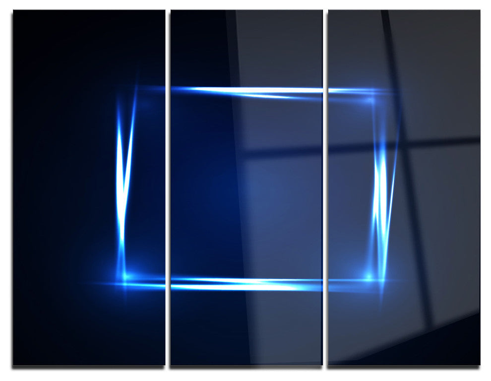 "Neon Shape Blue" Digital Metal Wall Art, 3 Panels, 36"x28"