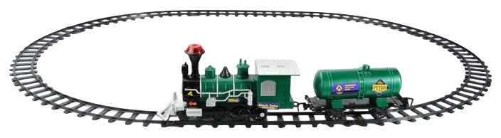 10-Piece Green Battery Operated Lighted, Animated Classic Train Set With Sound