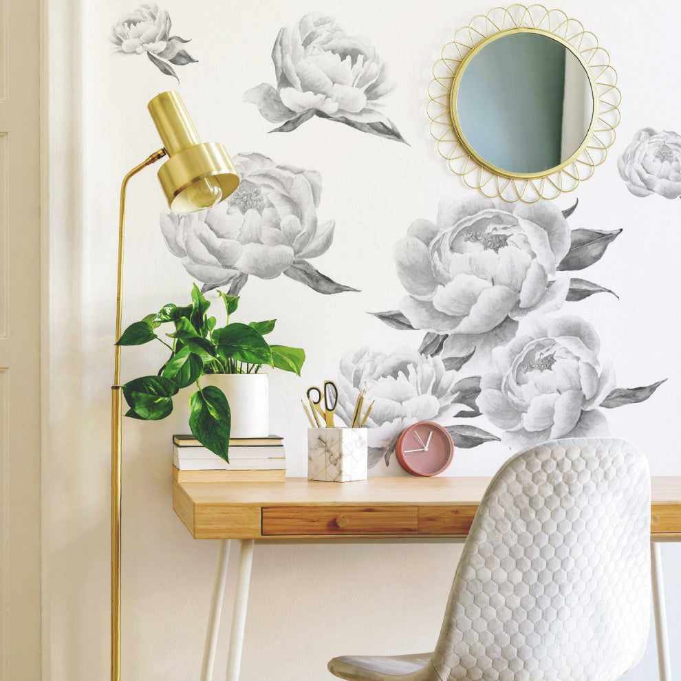 Black Peonies Peel And Stick Giant Wall Decals