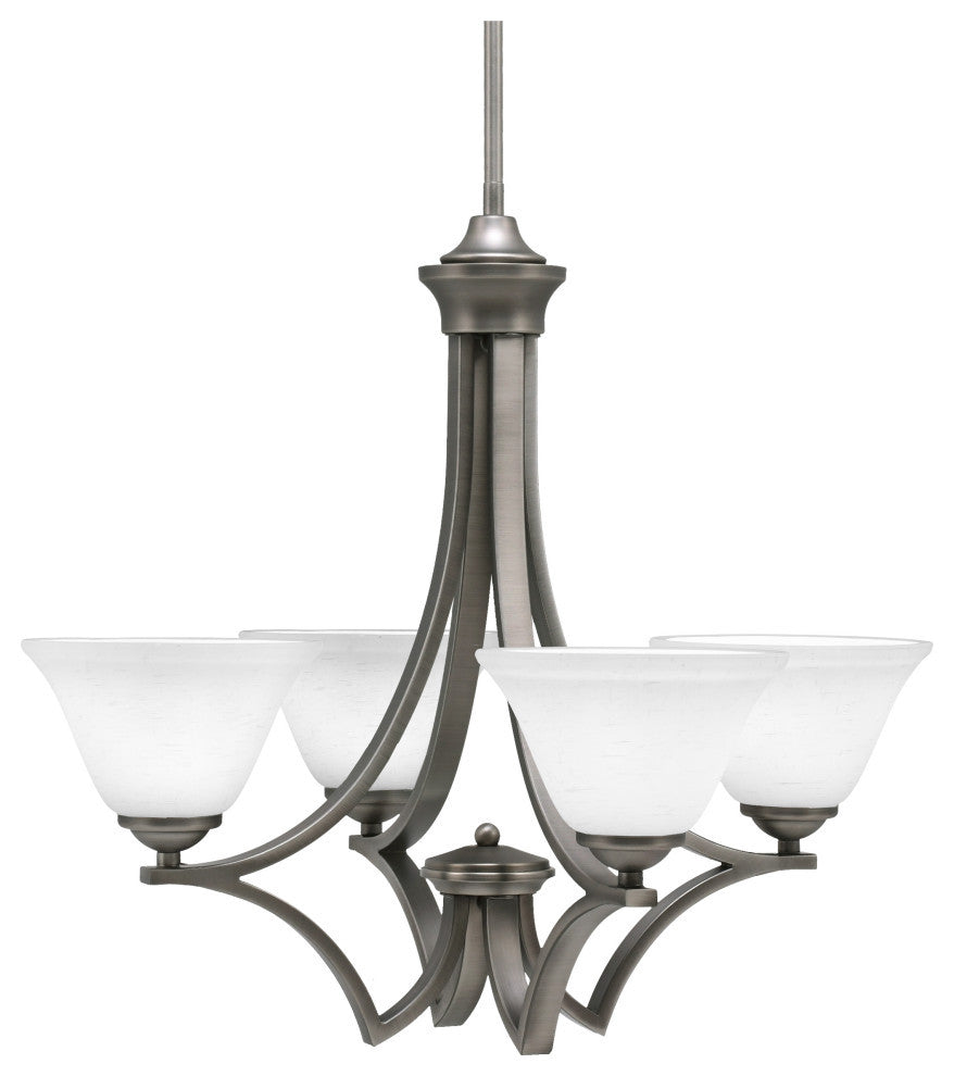 Zilo Uplight, 4 Light, Chandelier, Graphite Finish With 7" White Muslin Glass