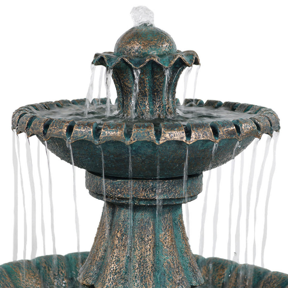 Sunnydaze Nouveau Tiered Outdoor Backyard Garden Water Fountain, 41"