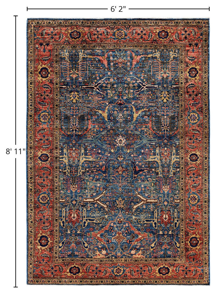 Serapi One-of-a-Kind Hand-Knotted Area Rug Light Blue, 6'2" x 8'11"