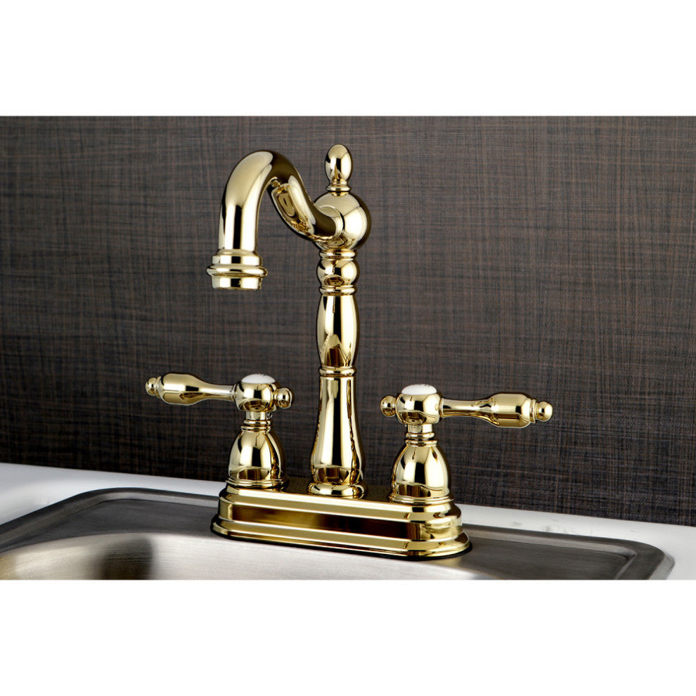 Kingston Brass 4" Centerset Bar Faucet, Polished Brass