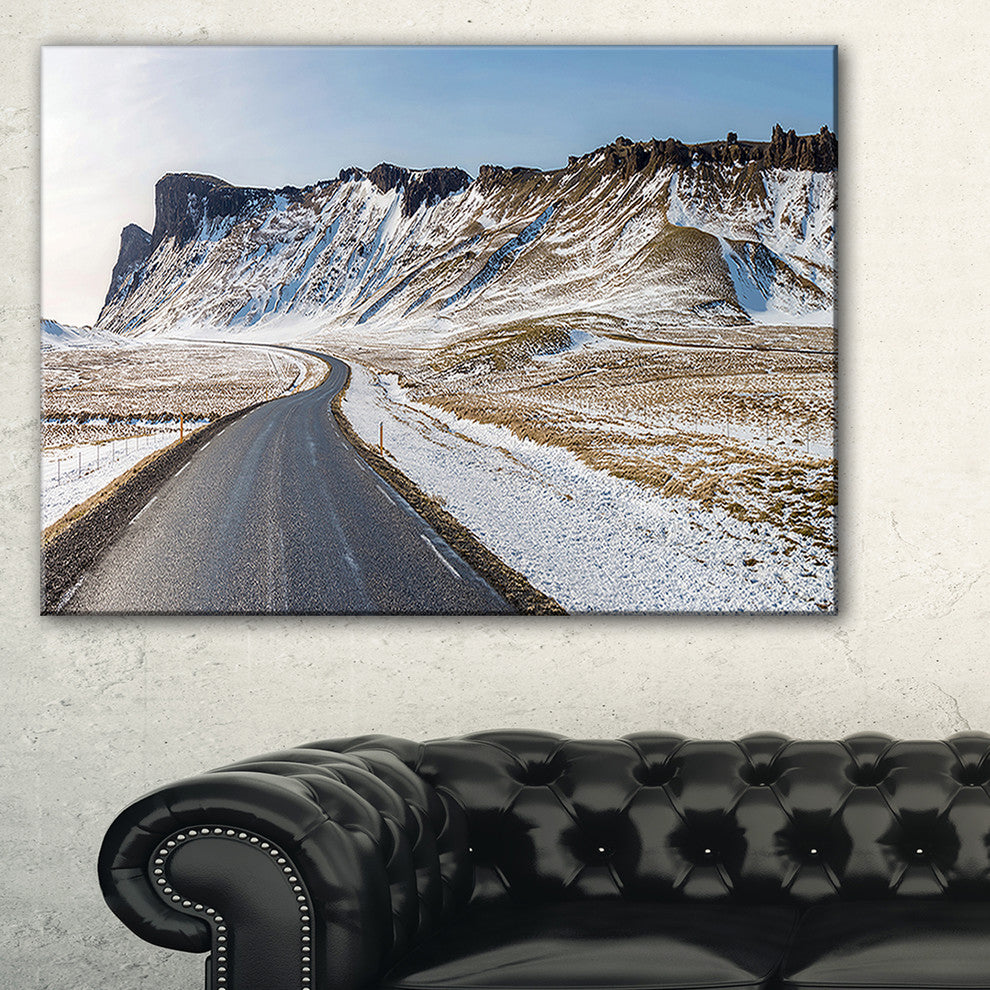 "Range Road in Winter Mountains" Landscape Wall Art, 1 Panel, 60"x28"