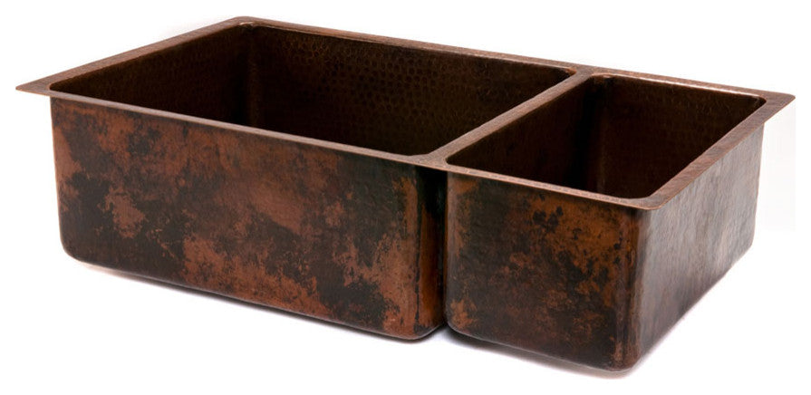 Premier Copper K75DB33199 33'' Copper Kitchen Double Basin Sink