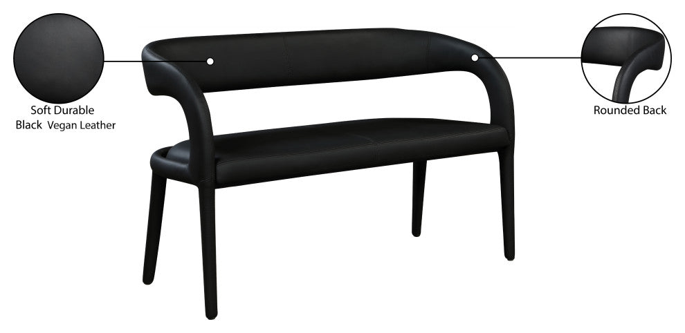 Sylvester Faux Leather Bench, Black
