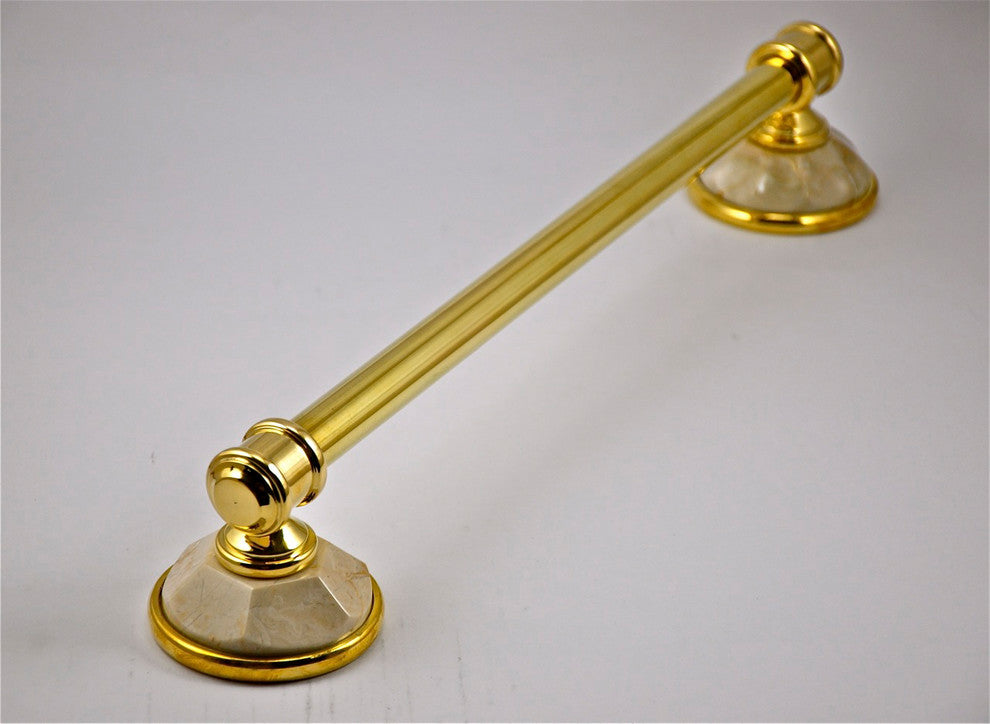 Towel Bar With Botticino Marbel Accents, Matt Nickel