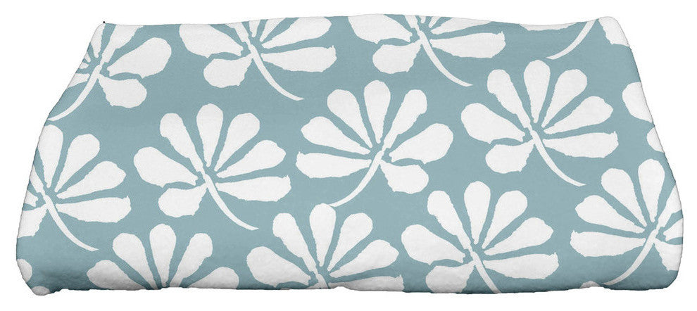 Ingrid, Floral Print Bath Towel, Aqua