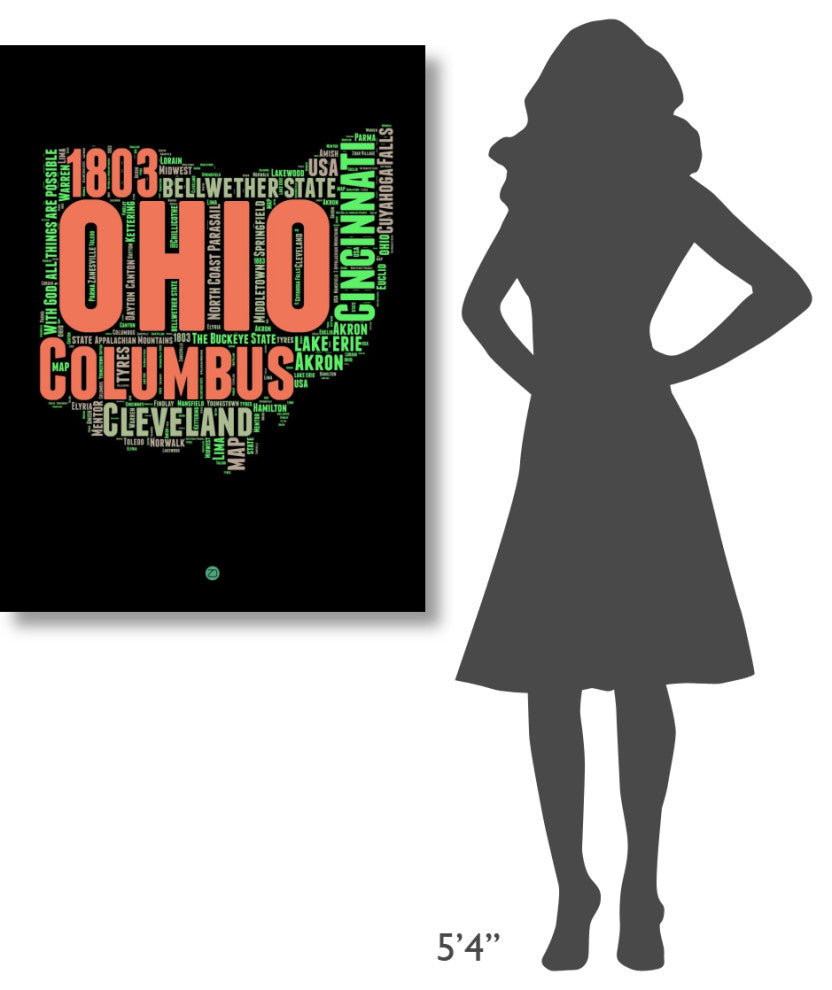 "Ohio Word Cloud 1" Fine Art Print