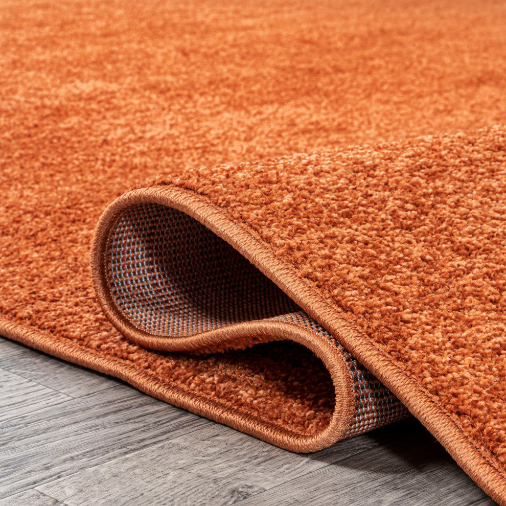 Haze Solid Low-Pile Orange 4 ft. x 6 ft. Oval Area Rug