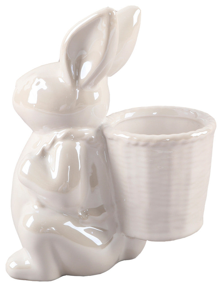 7"  Ceramic Bunny Basket Vase