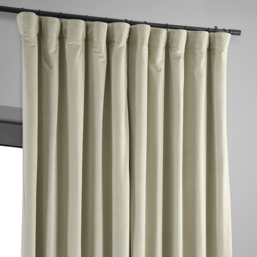 Extra Wide Blackout Velvet Curtain Single Panel, Cool Beige, 100"x108"
