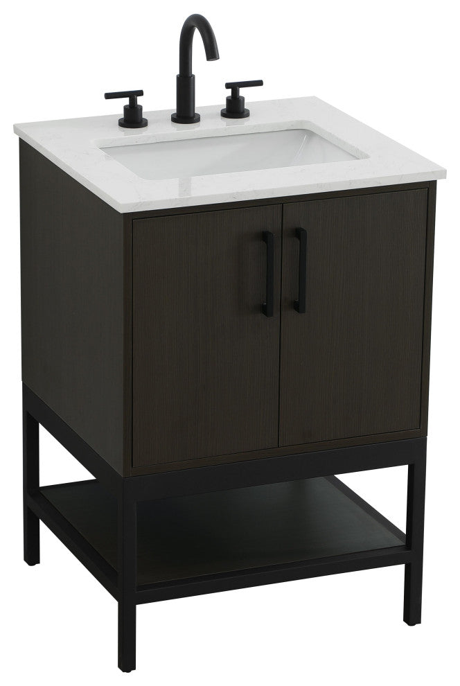 Home Living 24" Single Bathroom Vanity, Mocha Brown