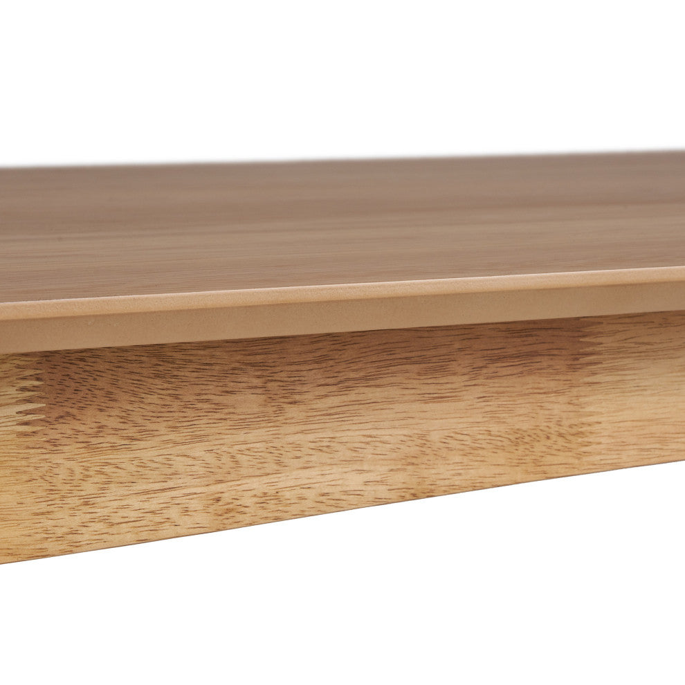 GDF Studio Grace Mid-Century 6-Seater Rubberwood With Walnut Veneer Dining Table, Natural Oak