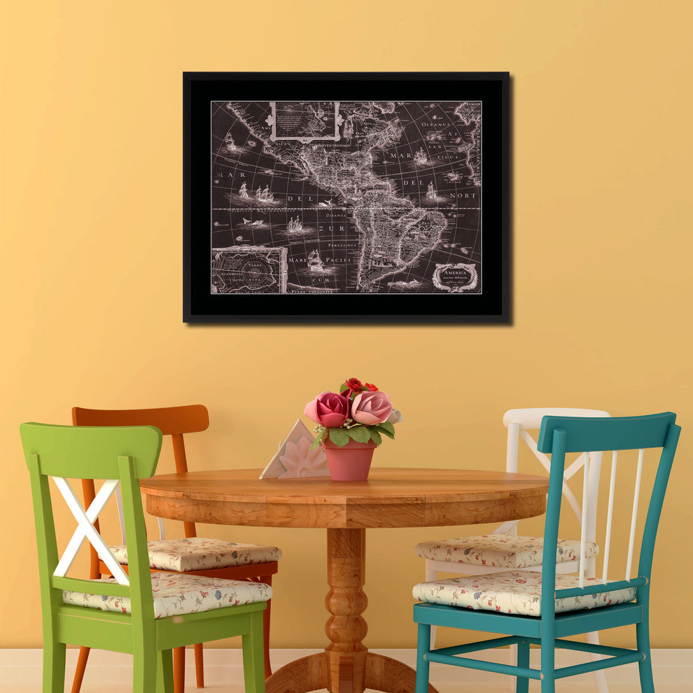 America Vintage Vivid Sepia Map Canvas, 28"x37"