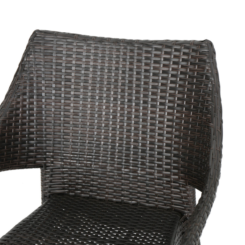 GDF Studio Miranda Outdoor Mix Mocha Wicker Stacking Dining Chairs, Set of 4