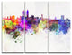 "Mumbai Skyline" Glossy Metal Wall Art, 3 Panels, 36"x28"