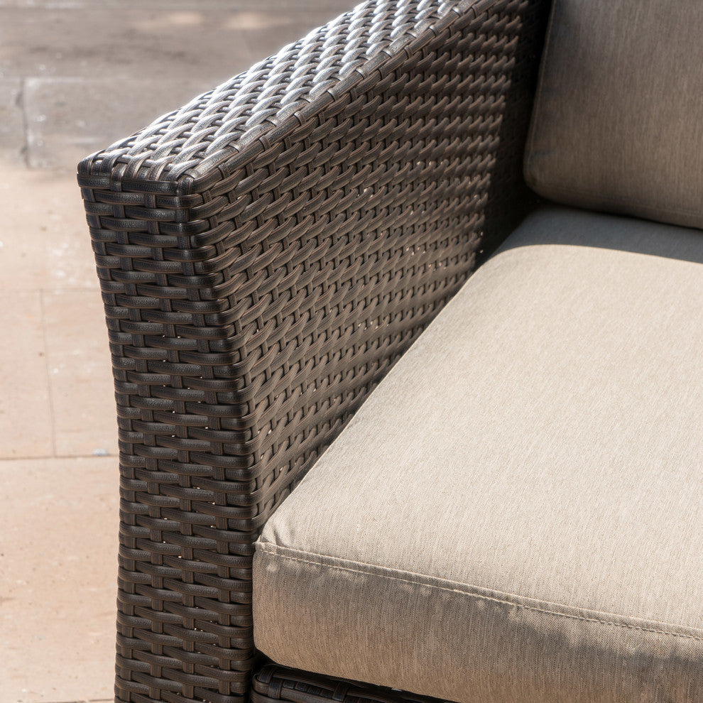 GDF Studio Grady Outdoor Aluminum Framed Mix Brown Wicker Club Chairs, Set of 2
