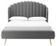 Lana Queen Performance Velvet Wingback Platform Bed - Gray