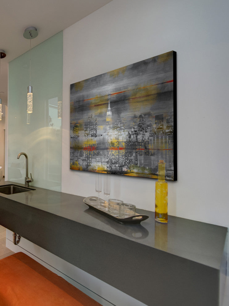 "NYC in Yellow" Print on Brushed Aluminum, 36"x24"
