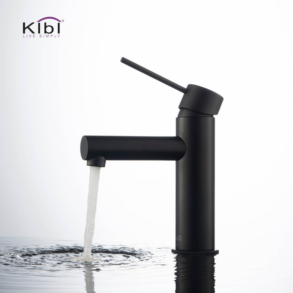 Circular X Brass Single Hole Bathroom Faucet KBF1010, Matte Black, With Drain