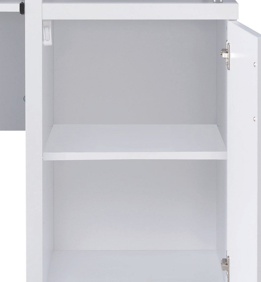 Computer Desk with 2 Drawers and Cabinet, White