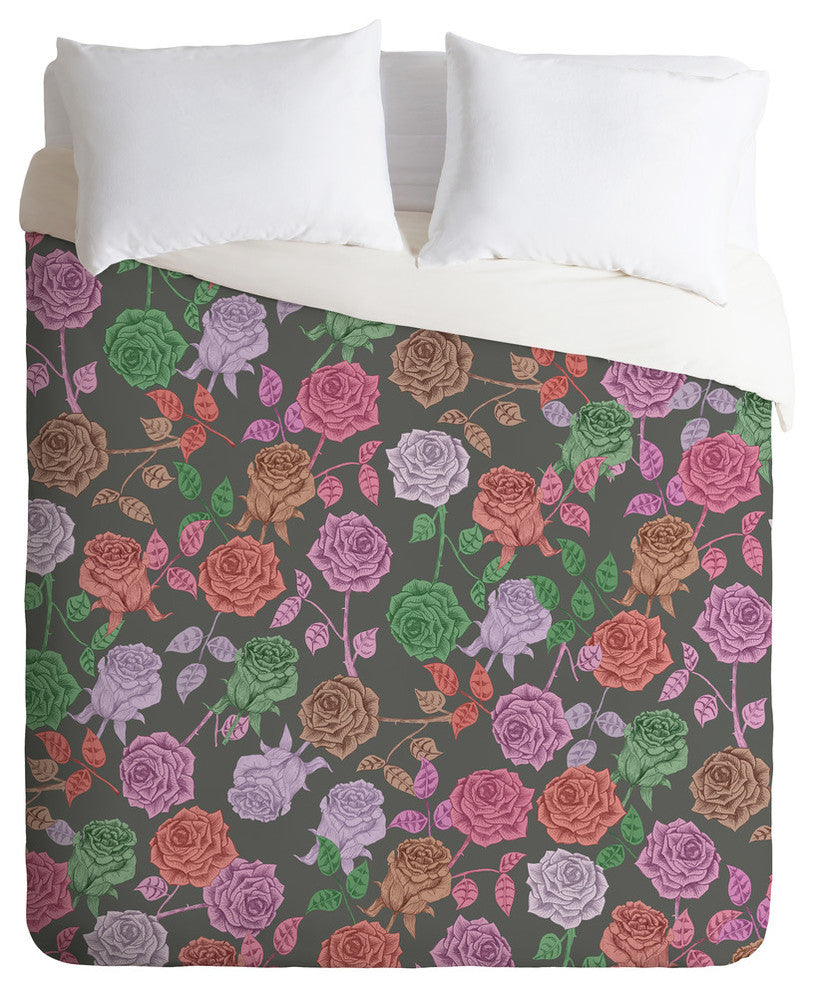 Deny Designs Bianca Green Roses Vintage Duvet Cover - Lightweight