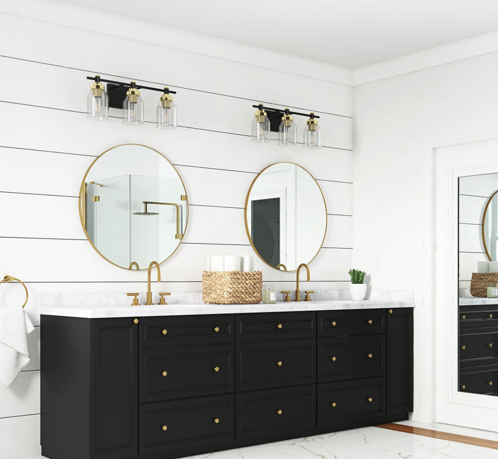 Vintage Industrial Style Dimmable Bathroom Vanity Lighting Fixture, 3-Light