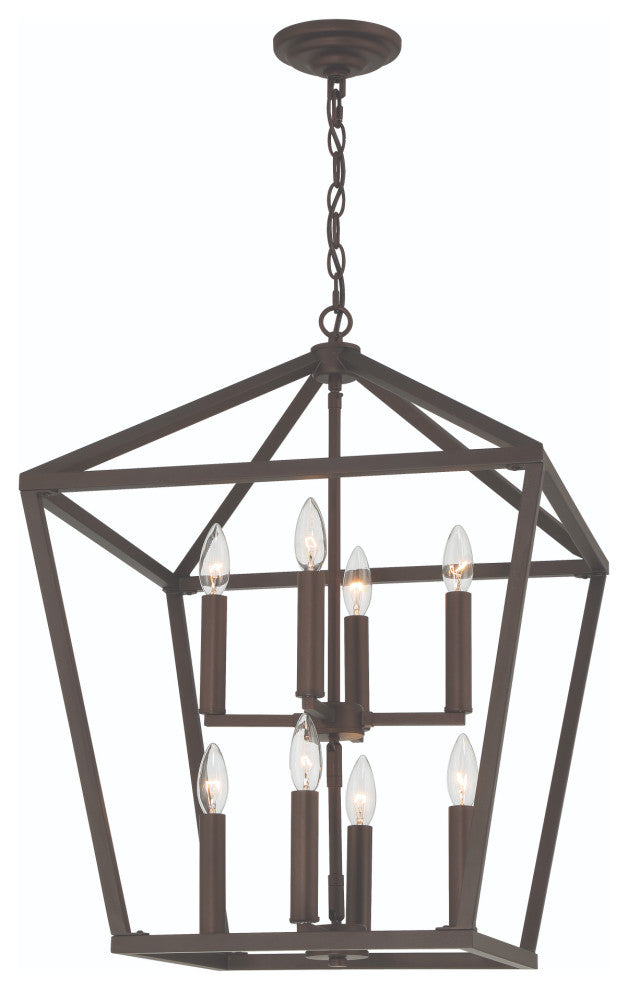 8-Light Lantern Geometric Chandelier, Oil Rubbed Bronze