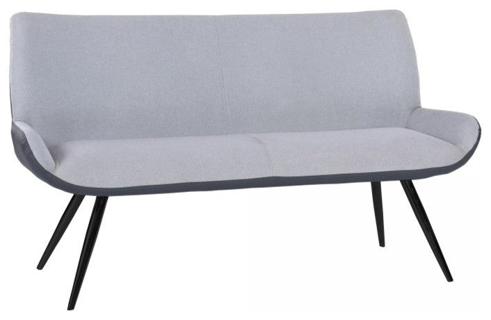 Coronado Bench, Brushed Gray Powder Coated Finish and Gray Fabric