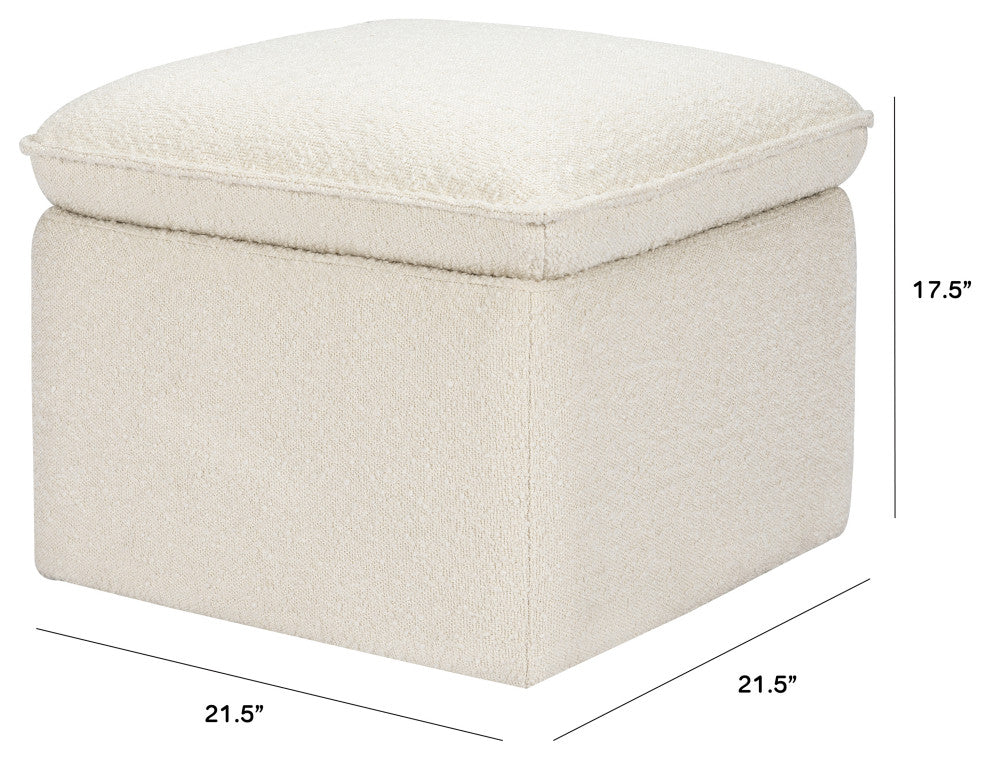 Cali Storage Ottoman, Boucle, Ivory Boucle