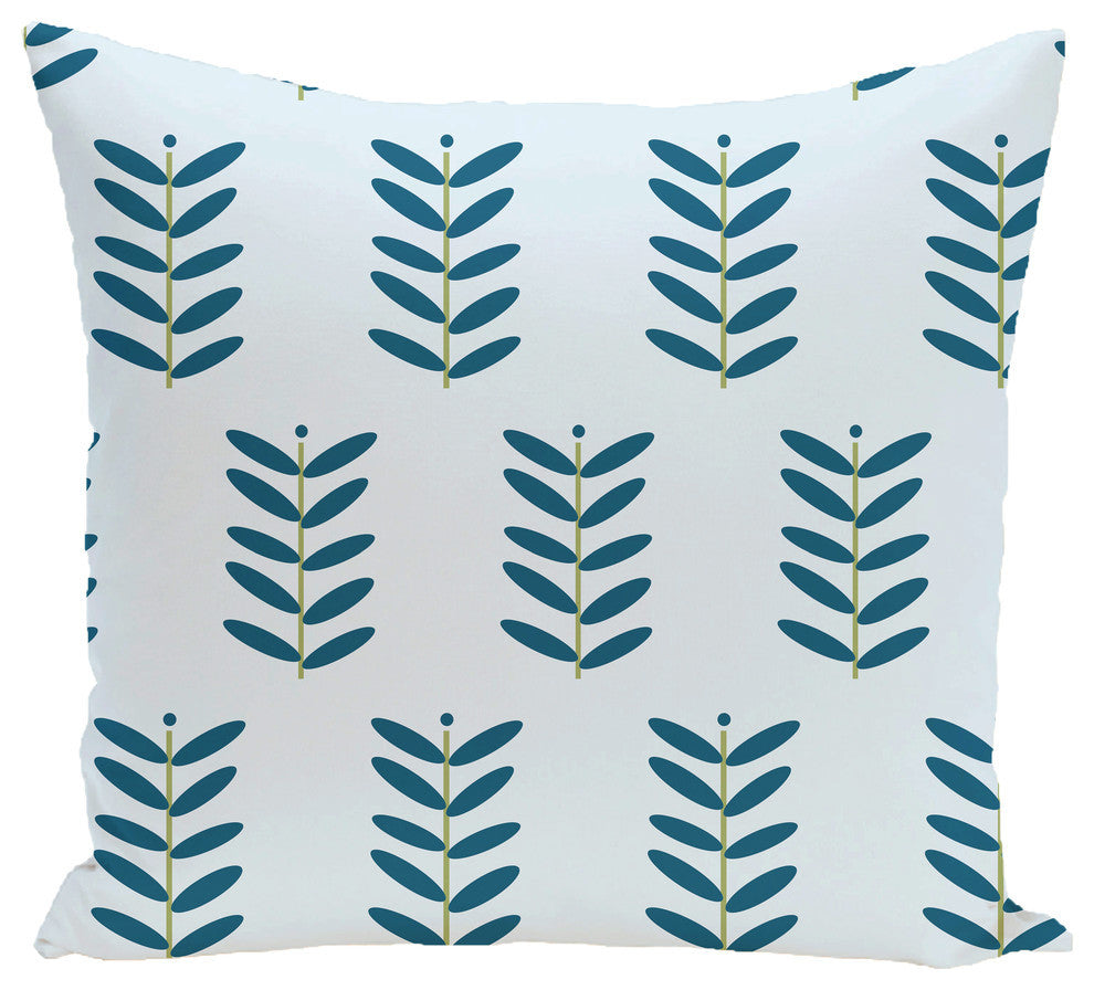 Petal Pusher Floral Print Outdoor Pillow, Teal, 20"x20"