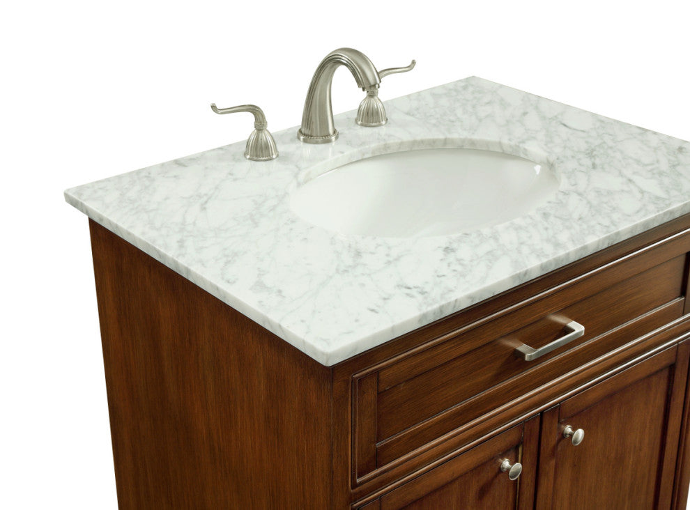 Amber Single Bathroom Vanity, Blue, Teak, 30"