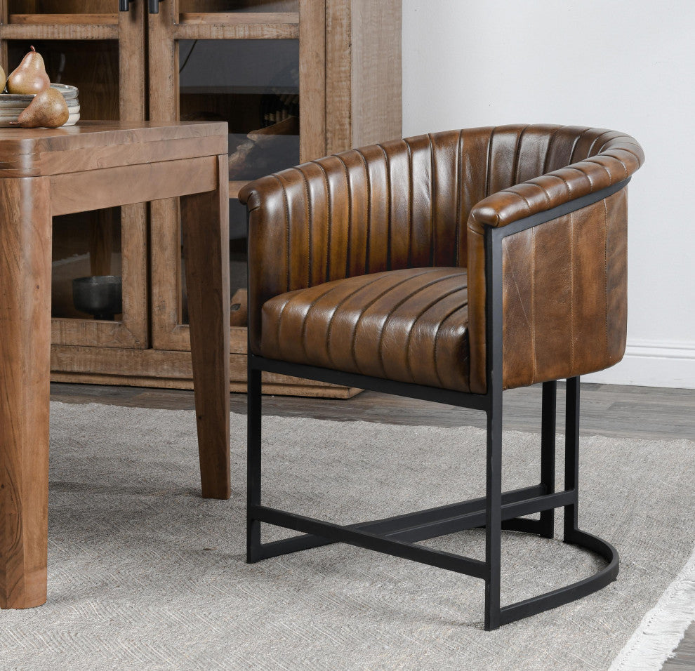 Seville Top Grain Leather Dining Chair, Brown