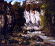 Gustave Courbet River and Cliff Premium Canvas Print