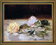 Edouard Manet Two Roses on a Tablecloth Framed Premium Canvas Print, 18"x24"