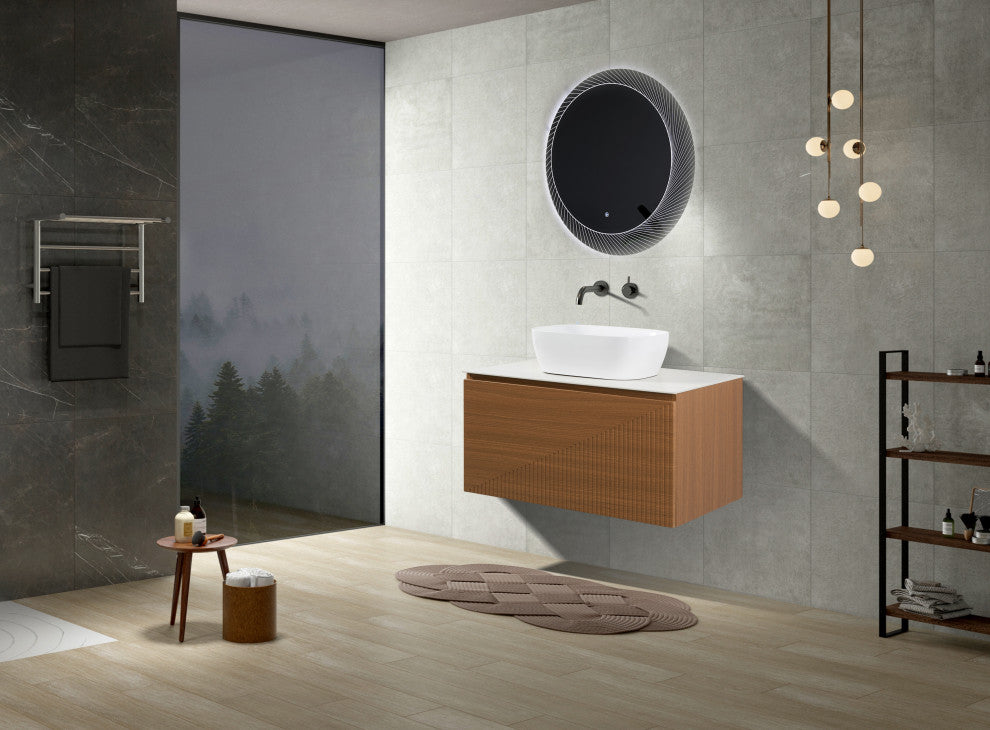 Simon Series Wall Mount Vanity With a Porcelain Vessel Sink, 36"