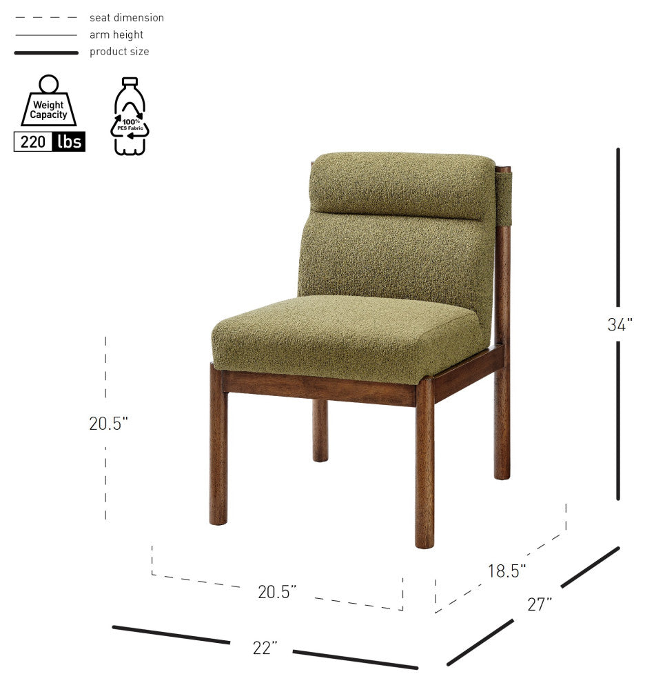 Micah Dining Side Chair, Palladian Green, Fabric