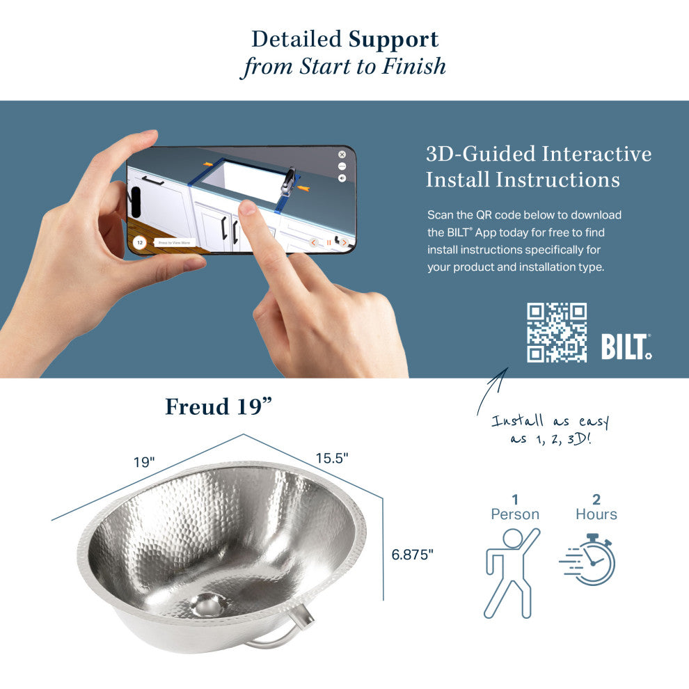 Freud 19" Undermount Bathroom Sink in Nickel