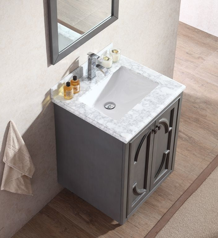 Odyssey Vanity, Gray, 24", White Carrara Marble