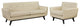 Modway Engage 2 Piece Leather Living Room Set, Beige