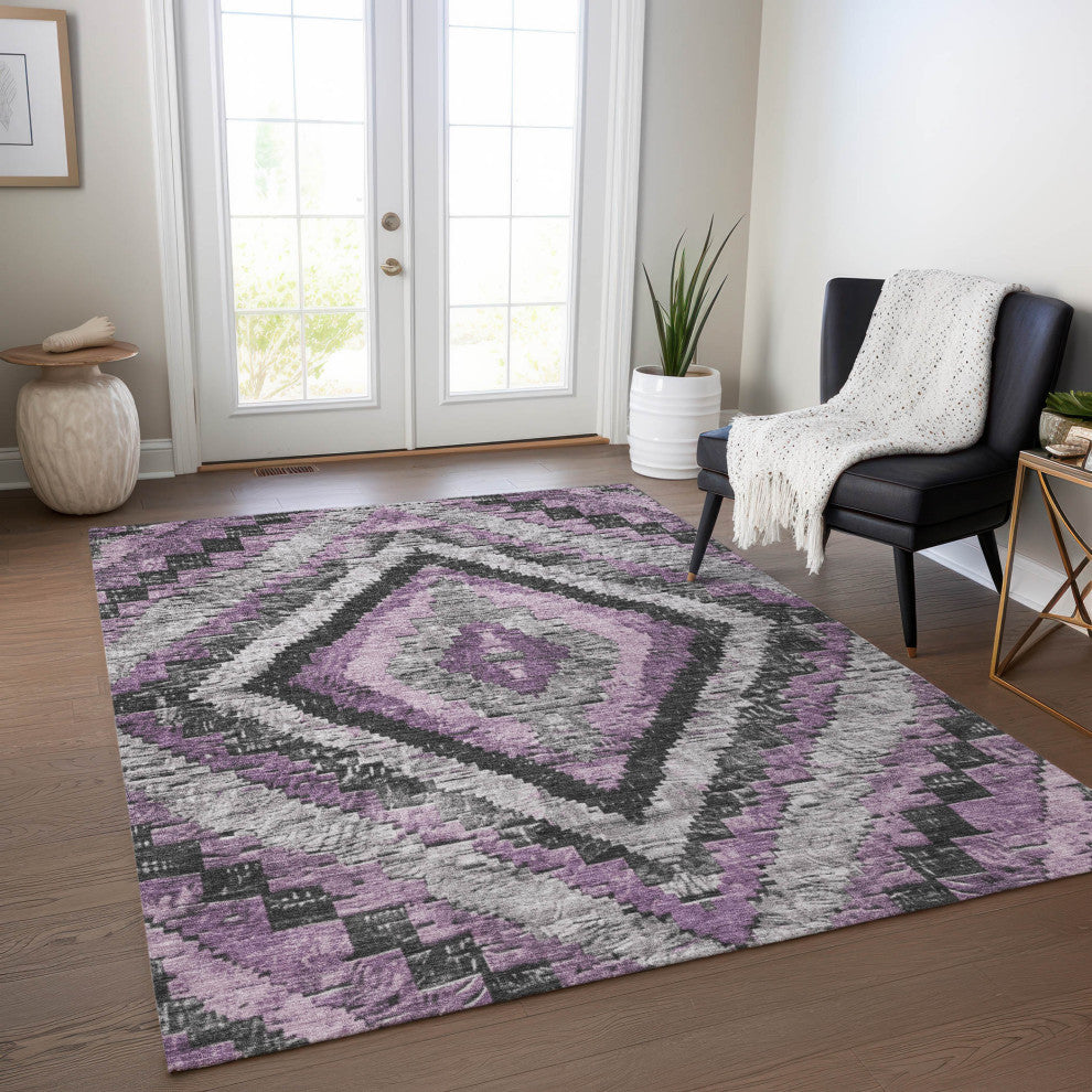 Machine Washable Indoor/Outdoor Chantille ACN1890 Violet 9' x 12' Rug