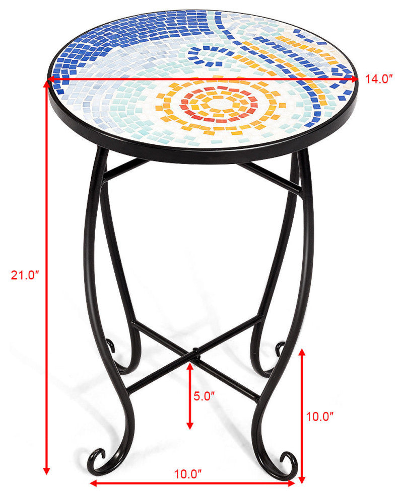 Costway Outdoor Indoor Accent Table Plant Stand Scheme Garden Steel Ocean