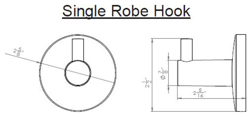 900 Series Bath Single Robe Hook, Polished Chrome