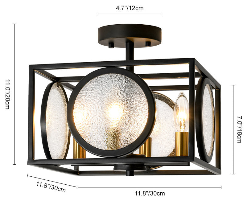 Modern Farmhouse 4- Light Square Water Glass Semi Flush Mount