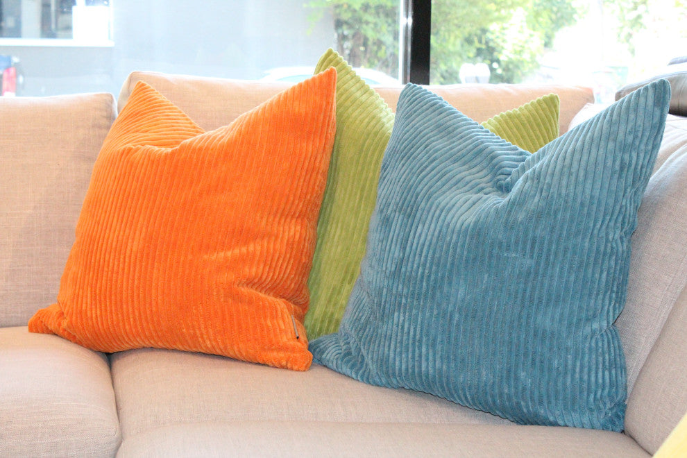 Pillow Decor - Wide Wale Corduroy 22 x 22 Throw Pillows, Green