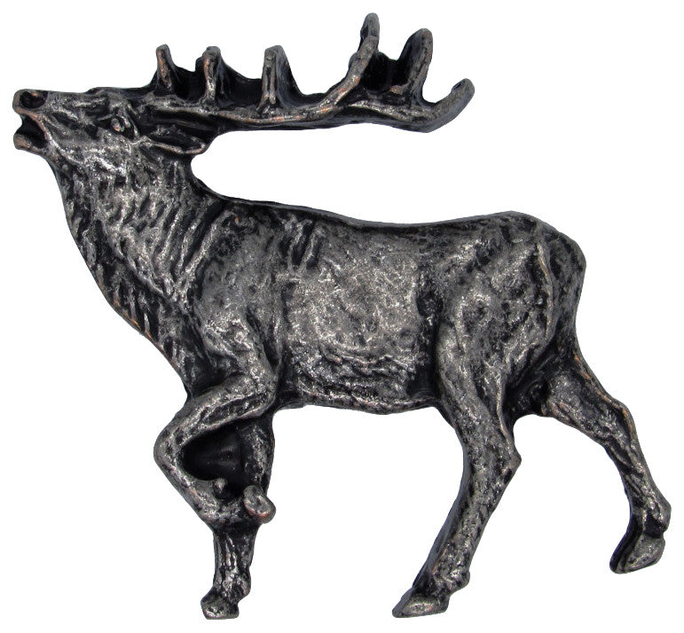 Walking Elk Left Facing Cabinet Knob, Pewter